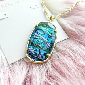 Gold Faceted Reid Abalone Long Pendant Necklace